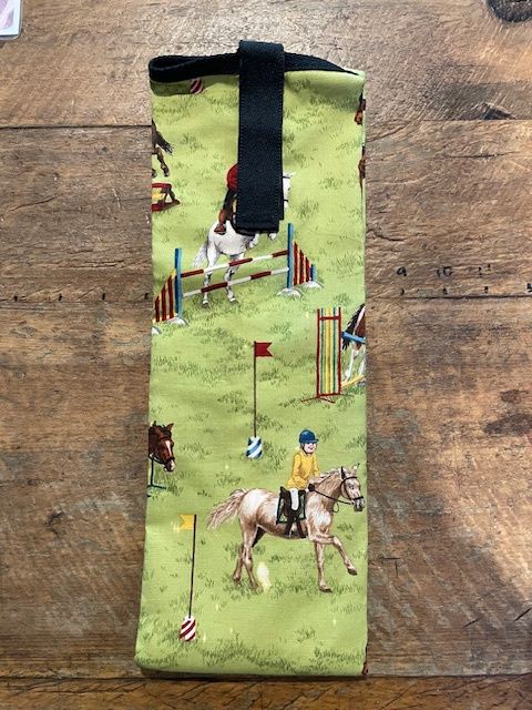 Satin Lined Tail Bags- Green Jumping Horse