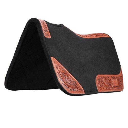 Floral Tooled Felt Saddle Pad - 32&quot; x 30&quot;