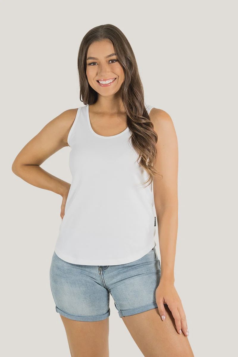 Ringers Western - CARLISLE Womens Relaxed Scoop Neck Tank, Colour: White, Size: 8