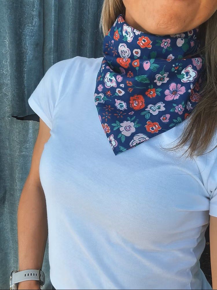 Navy Floral Scarf