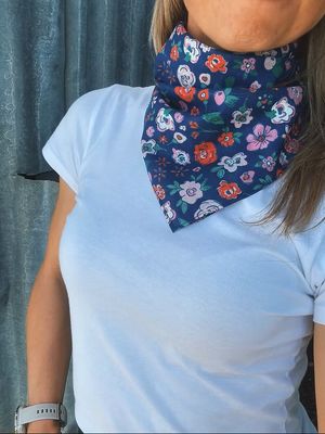 Navy Floral Scarf