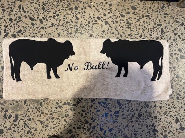 Embroided Towels - No Bull, Colour: Light Grey