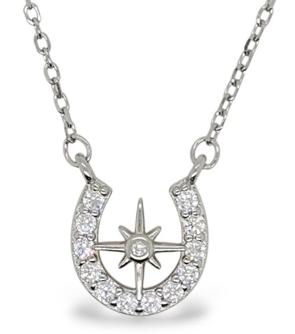 Necklace S/S &amp; Cz Star Horse Shoe-BN0092