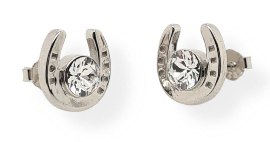 Studs S/S &amp; CZ Horse Shoe-ER0144