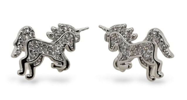 Studs S/S &amp; CZ Unicorns-ER0668