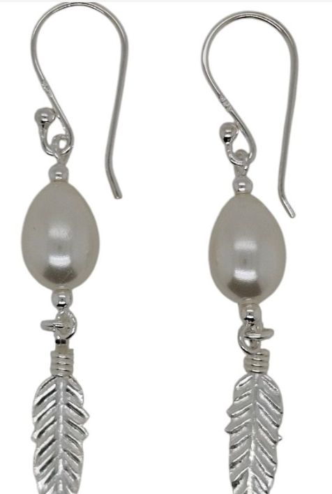 Earring S/S &amp; F/W Pearl Feather-ER0724