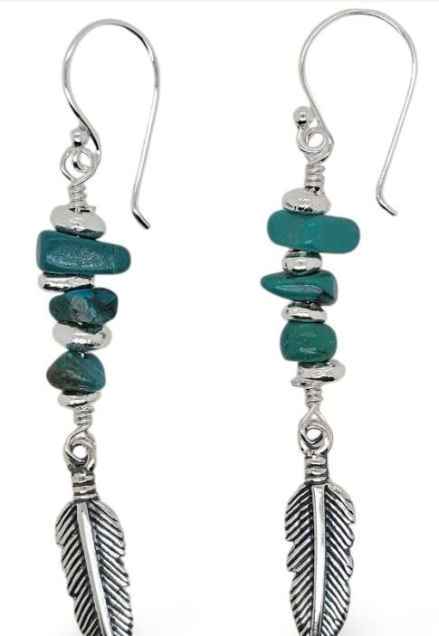 Earrings S/S TURQ/FEATHER-ER0728
