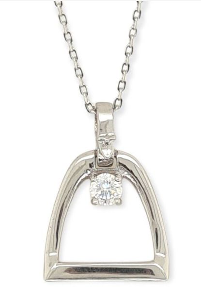 Pendant S/S &amp; CZ Stirrup top C-PB0529