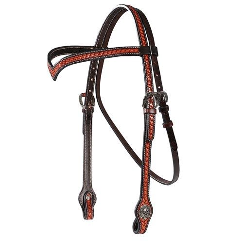 Fort Worth Outlaw V Brow Basketweave Headstall