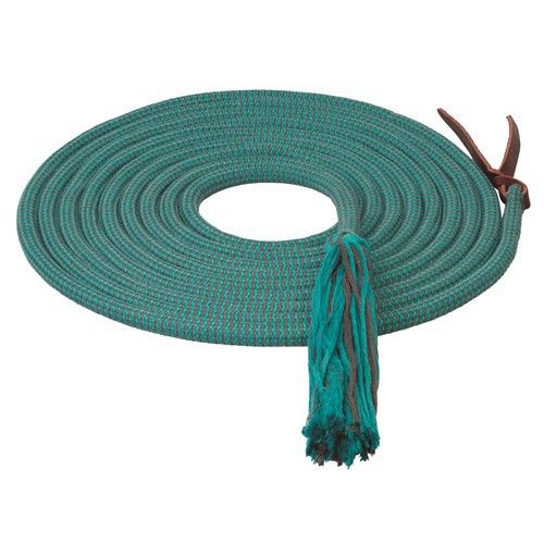 Weaver Ecoluxe Round Bamboo Mecate Reins, Colour: Turquoise/Grey, Size: 1/2" x 22''