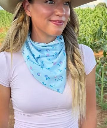 Pastel Blue Floral Scarf