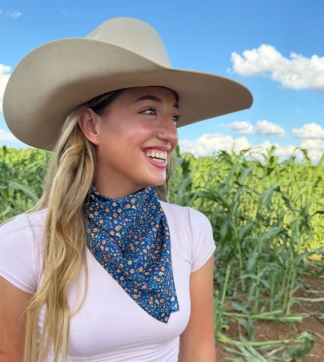 Navy + Orange Floral Scarf