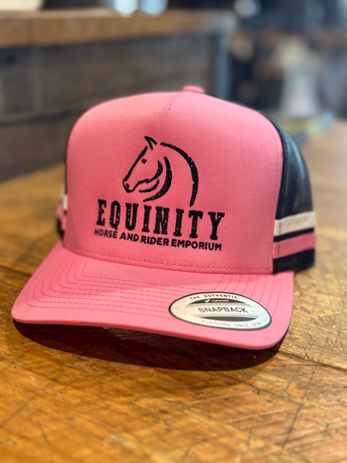 Equinity Striped Trucker - Pink/Black (Stacker Logo)