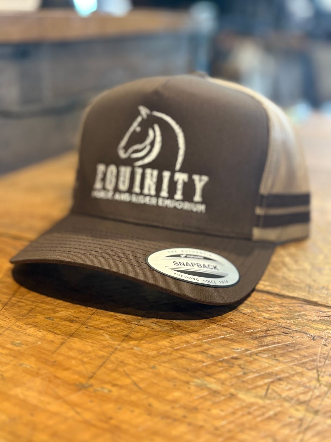 Equinity Striped Trucker - Khaki/Black (Stacker Logo)