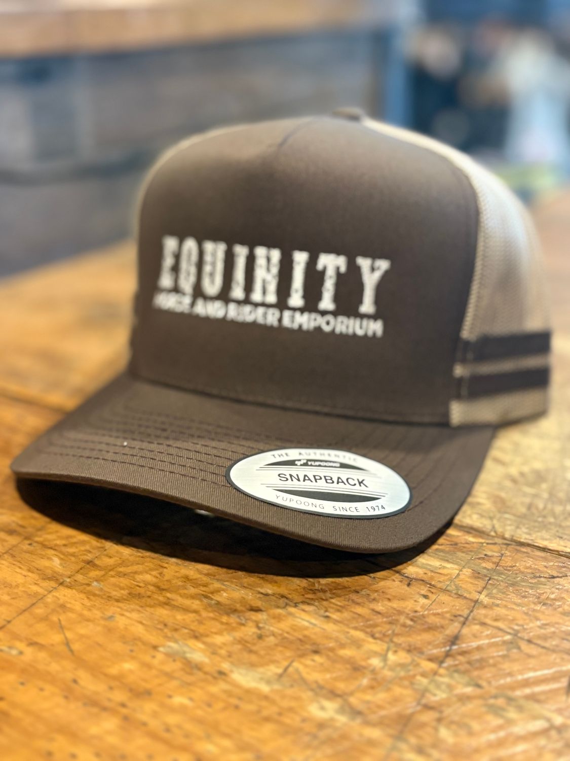 Equinity Striped Trucker - Khaki/Brown (Plain Logo)