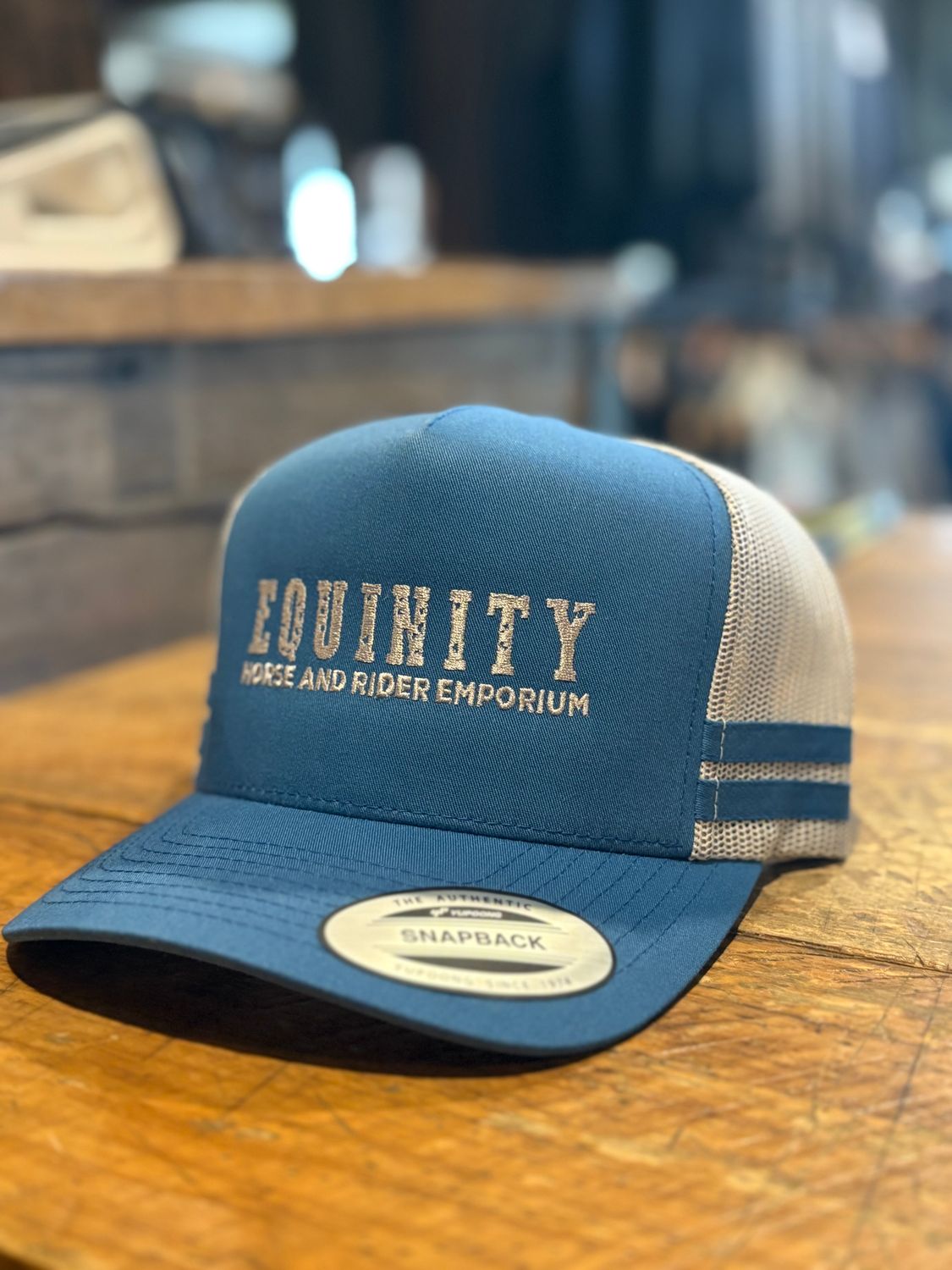 Equinity Striped Trucker - Steel Blue/Silver (Plain Logo)