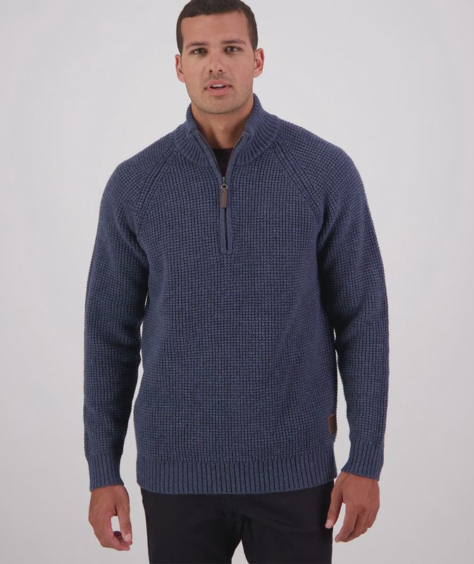 Swanndri 1/4 Zip Waffle Jumper Oceanview