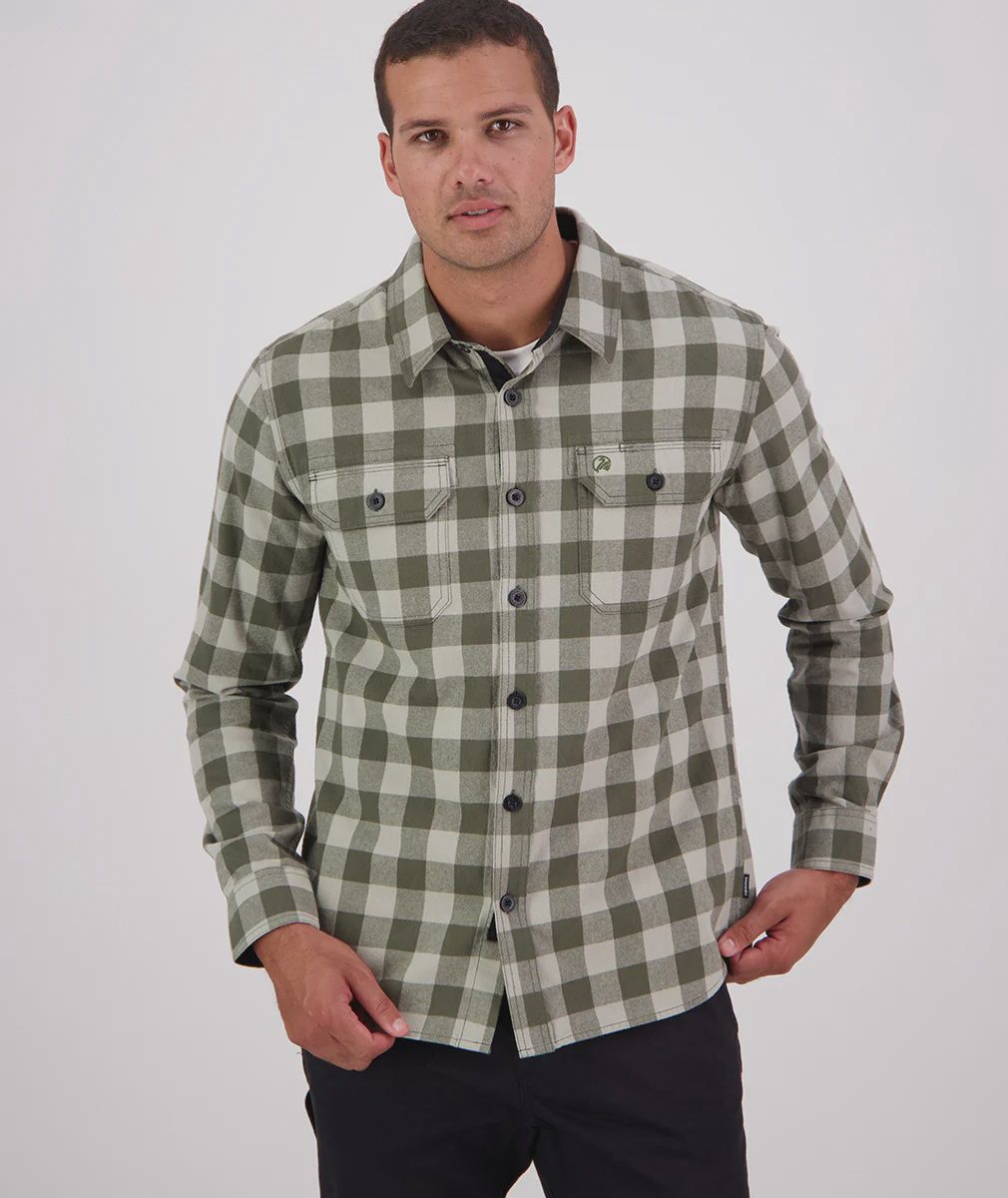 Swanndri L/S Taranaki Horizon Grey/DK Olive