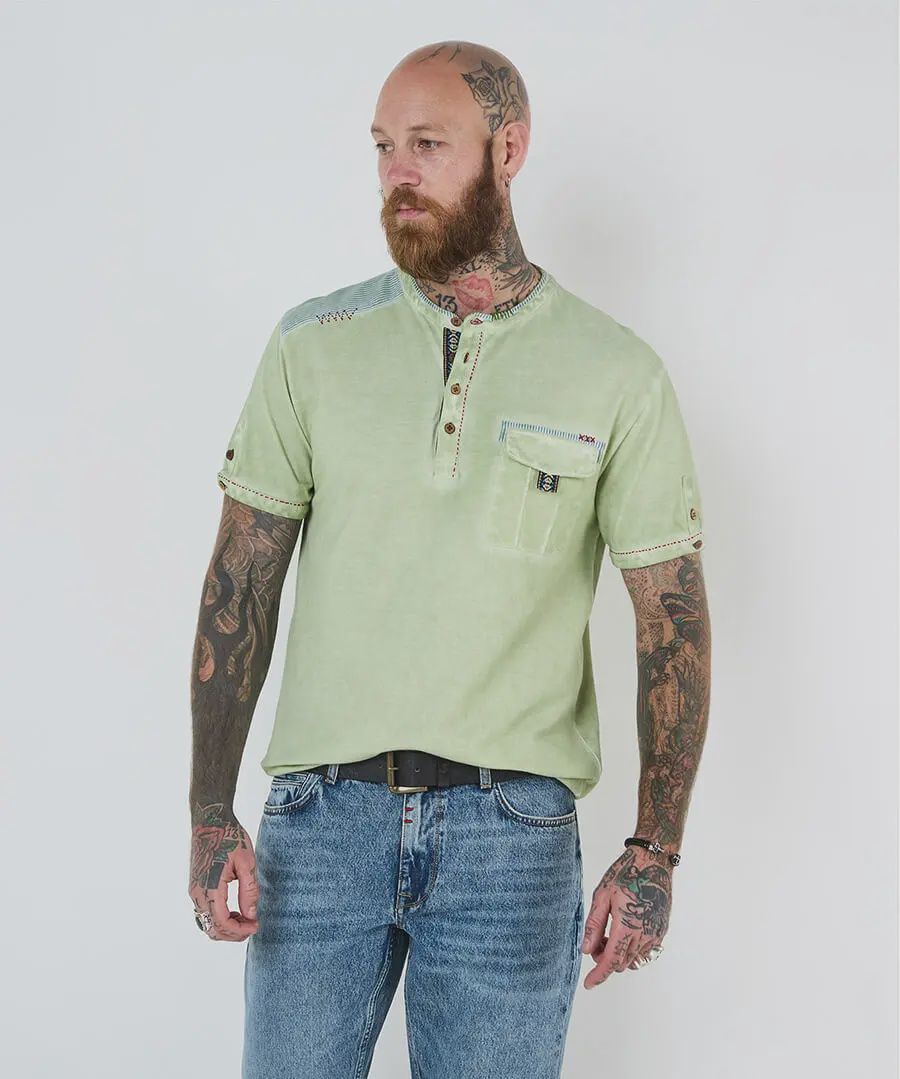 Joe Brown Tee Henley Green