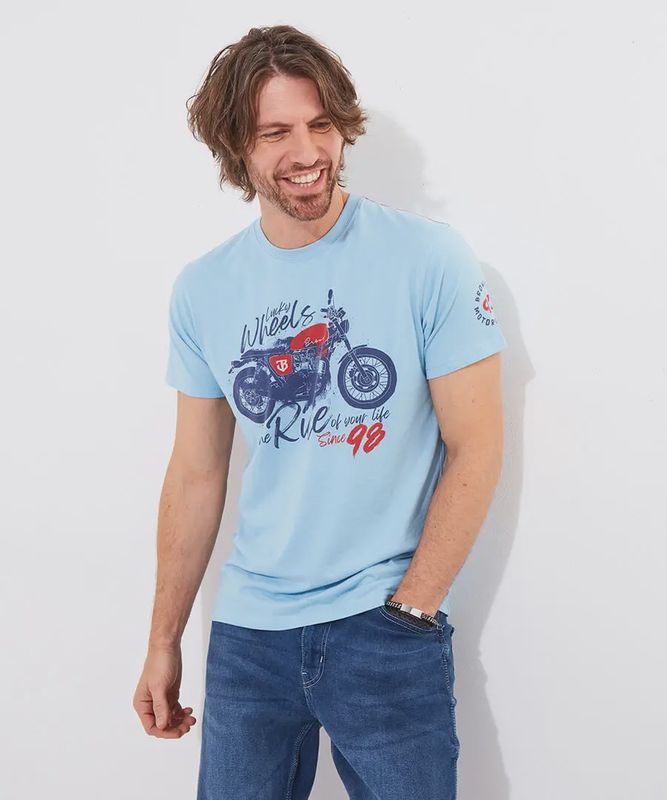 Joe browns Tee Lucky Wheels Sky Blue