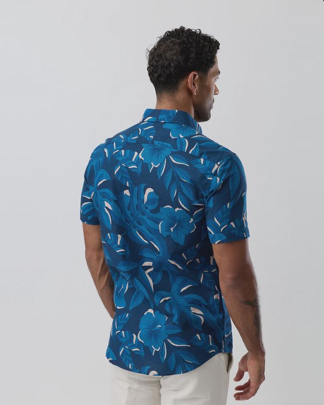 Brooksfield S/S 1151 Leaf Print Navy