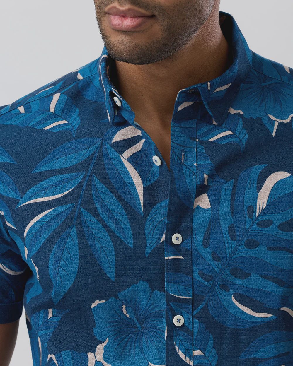 Brooksfield S/S 1151 Leaf Print Navy