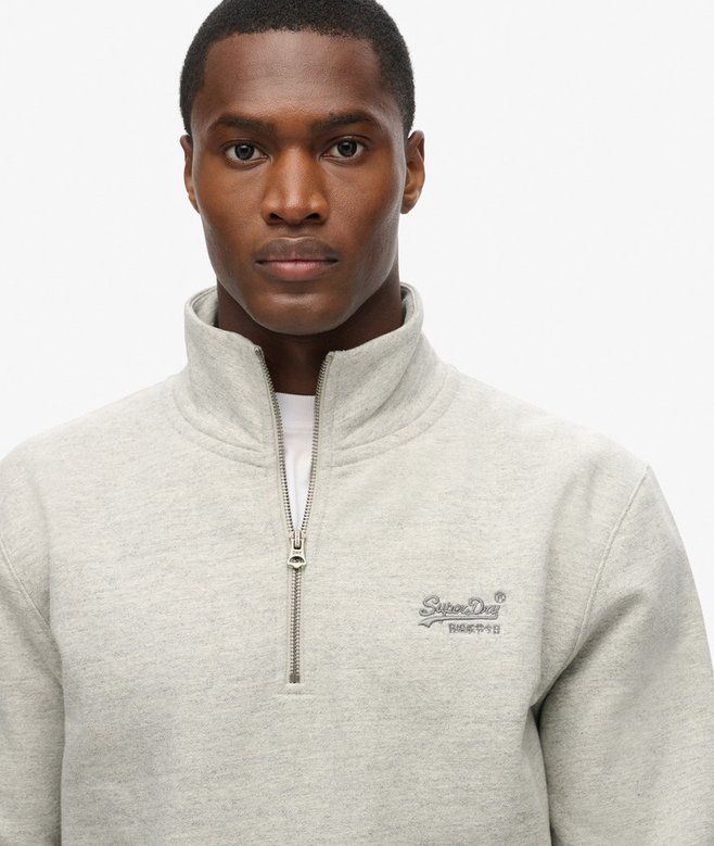 Superdry 1/4 Zip Logo Henley Grey Grindle