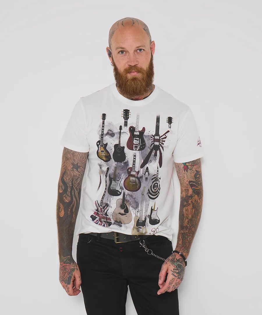 Joe Browns Tee Guitar Line Up White
