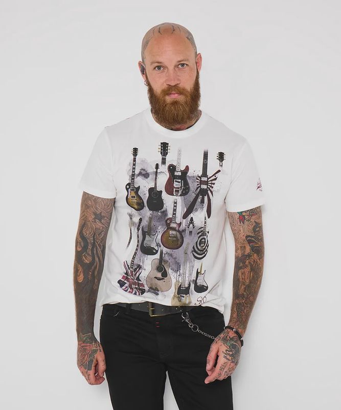Joe Browns Tee Guitar Line Up White