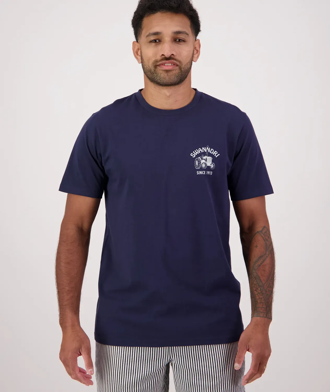 Swanndri Tee All Cylinders Navy/Ecru