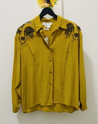 vintage Orlando ROSSI 100% silk shirt size 12 UK