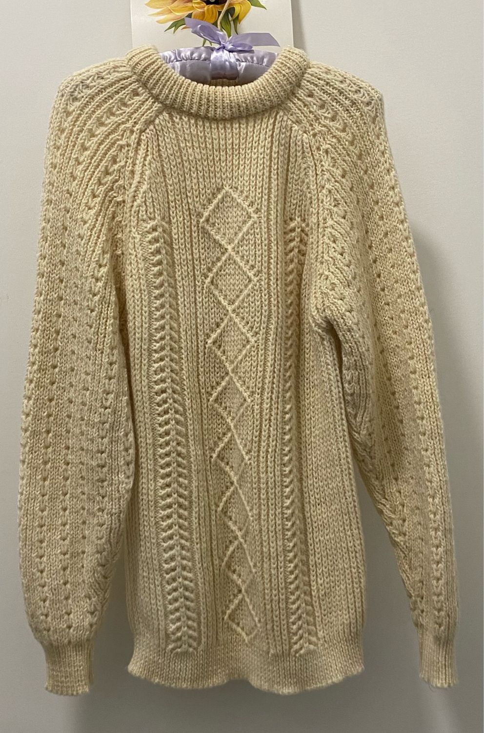 vintage ARAN knitted jumper size S/M Pure British Wool