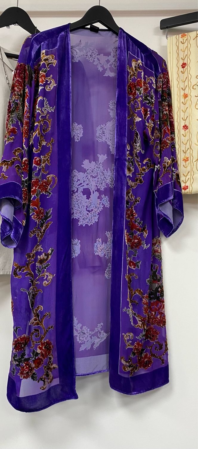 Raised velvet chiffon cover / kaftan silk / viscose size M