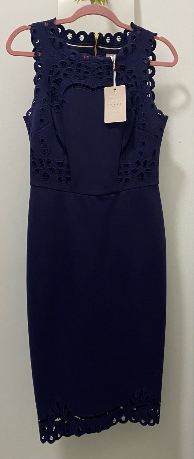 TED BAKER dress navy blue size 2 (medium)