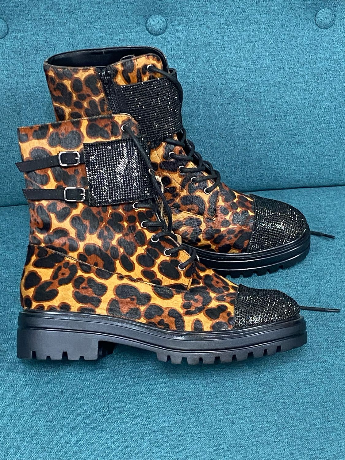 DUNE boots leopard print pony hair size  8 UK (41)
