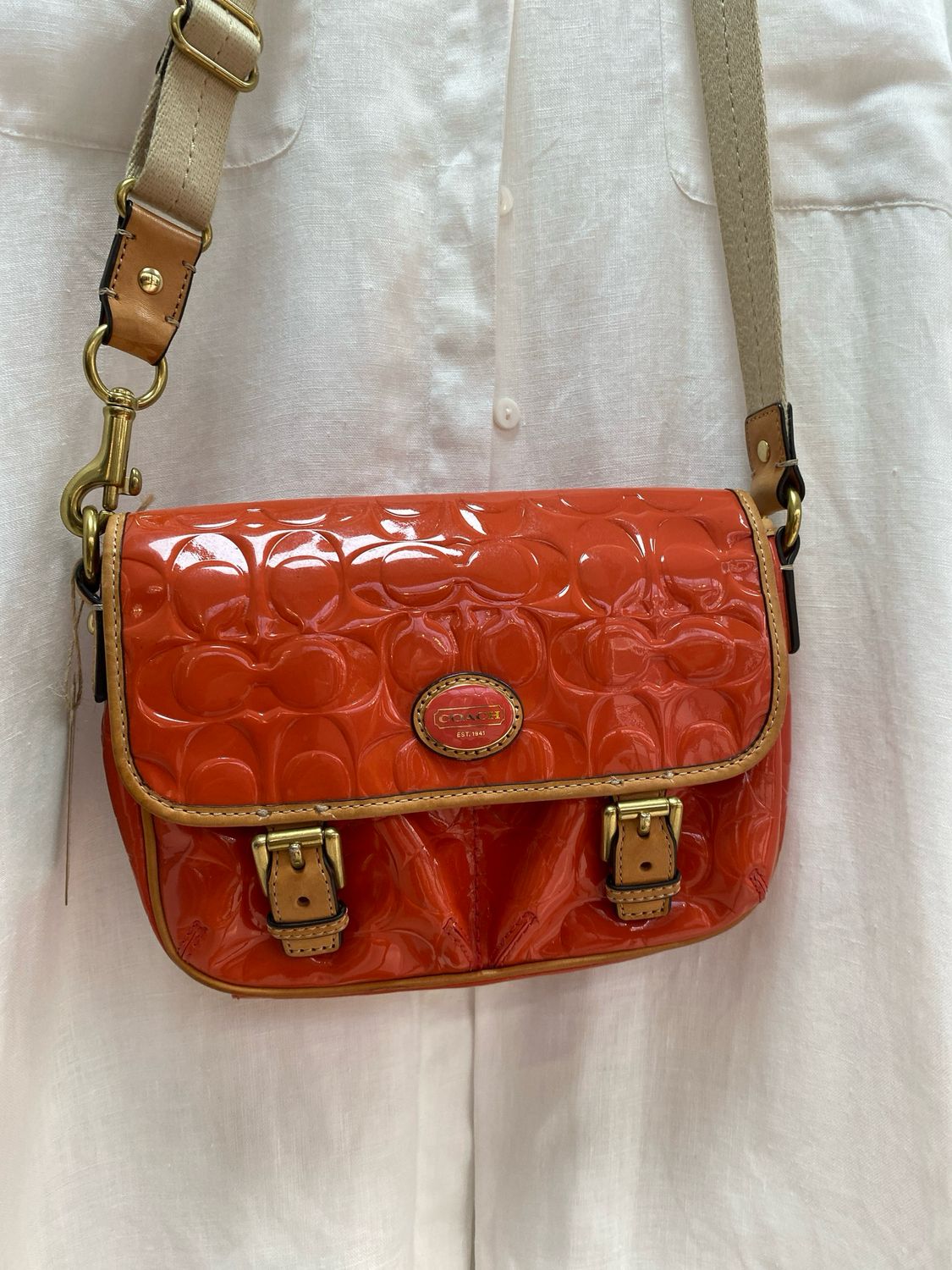 COACH cross body bag in orange