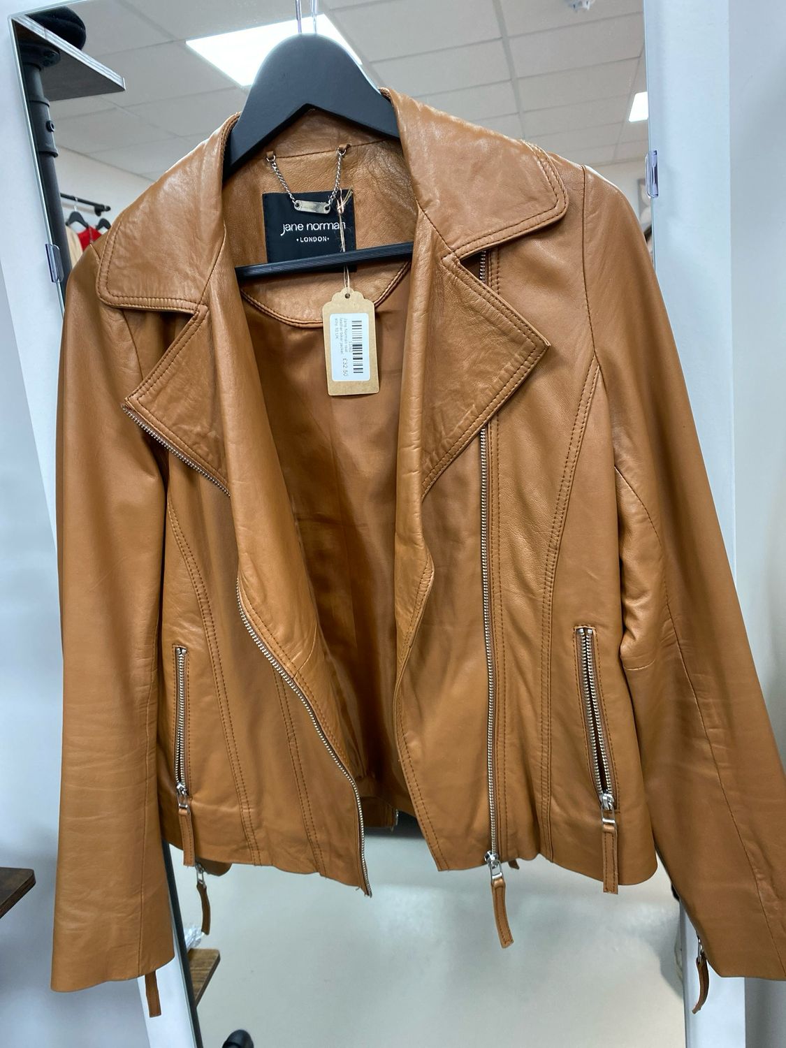 Jane Norman real leather biker jacket size 10 UK