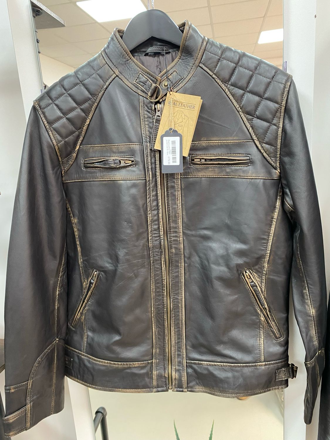 Real Leather men jacket size S / new