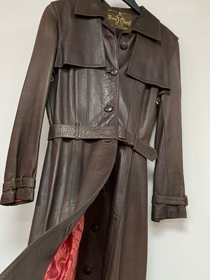 vintage genuine leather coat size S / 1970s