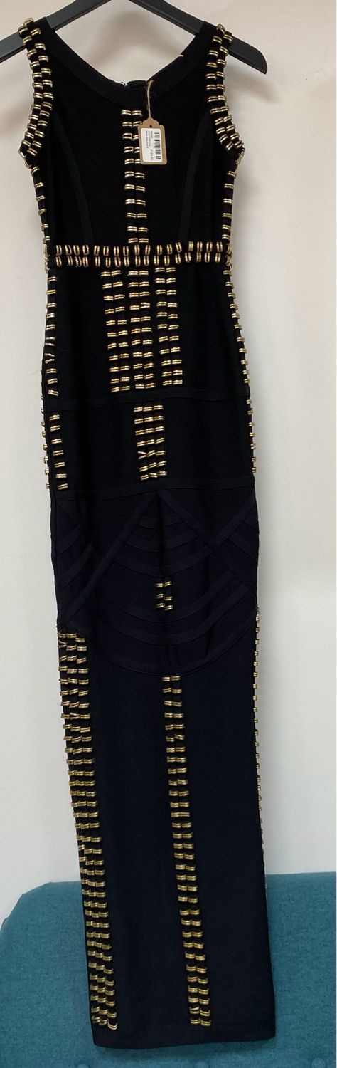 RENEE COUTURE long black bandage  dress size S / 58&quot; long