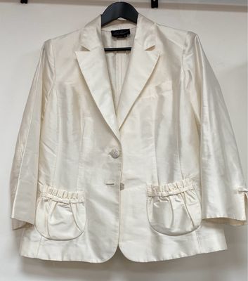 Pure SILK ivory blazer jacket size M / 14 approx.