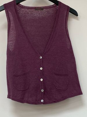 WRAP 100% linen knitted vest size 12 UK