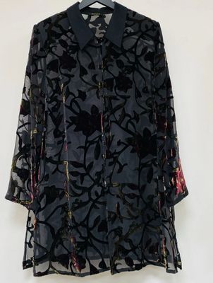 BASLER raised velvet long blouse size 16(UK)