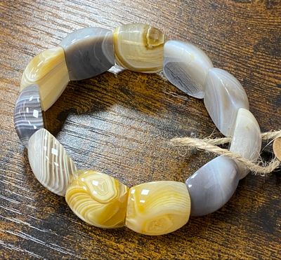 Real Agate Elasticated Bracelet