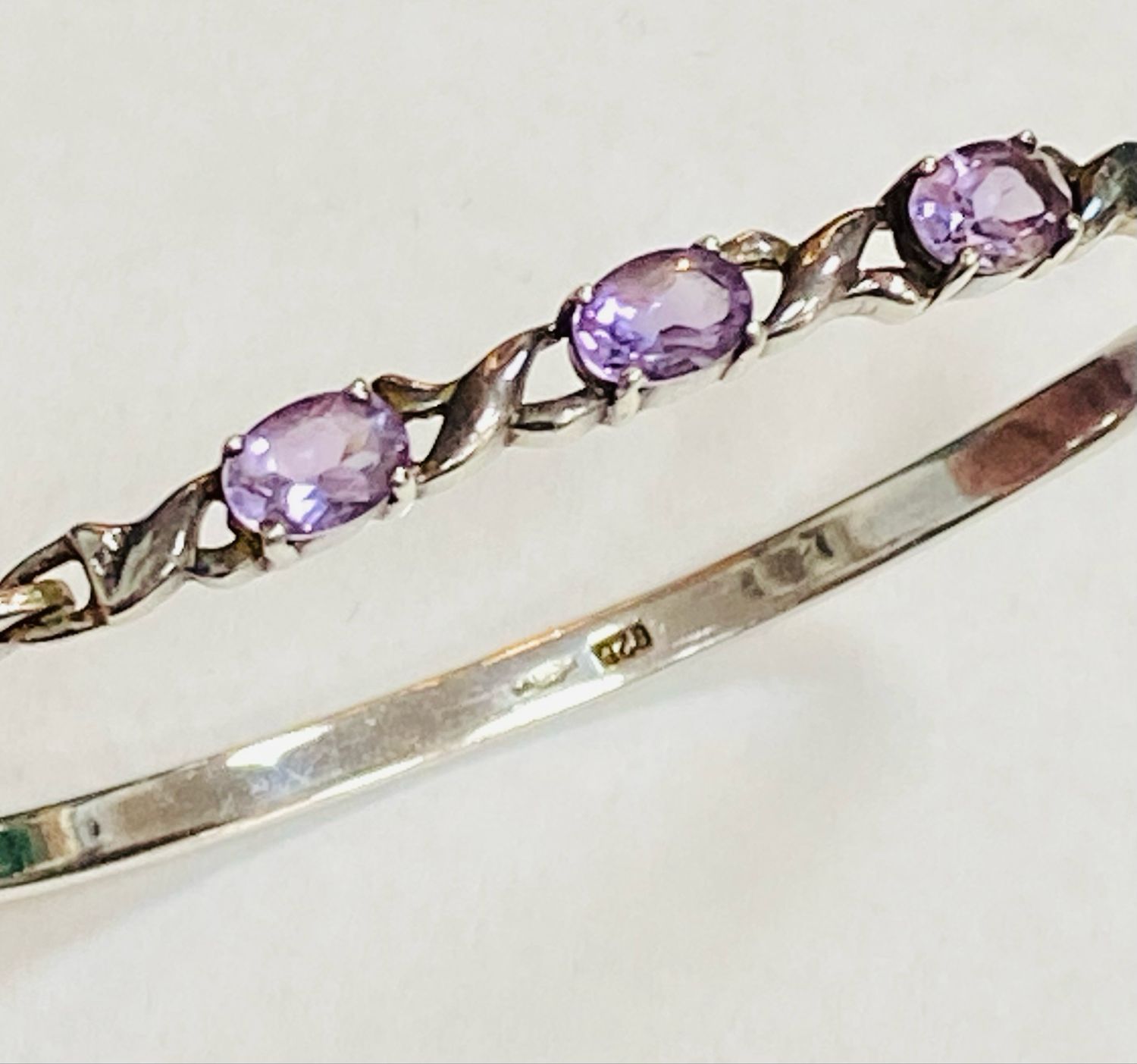 vintage silver 925 amethysts bangle