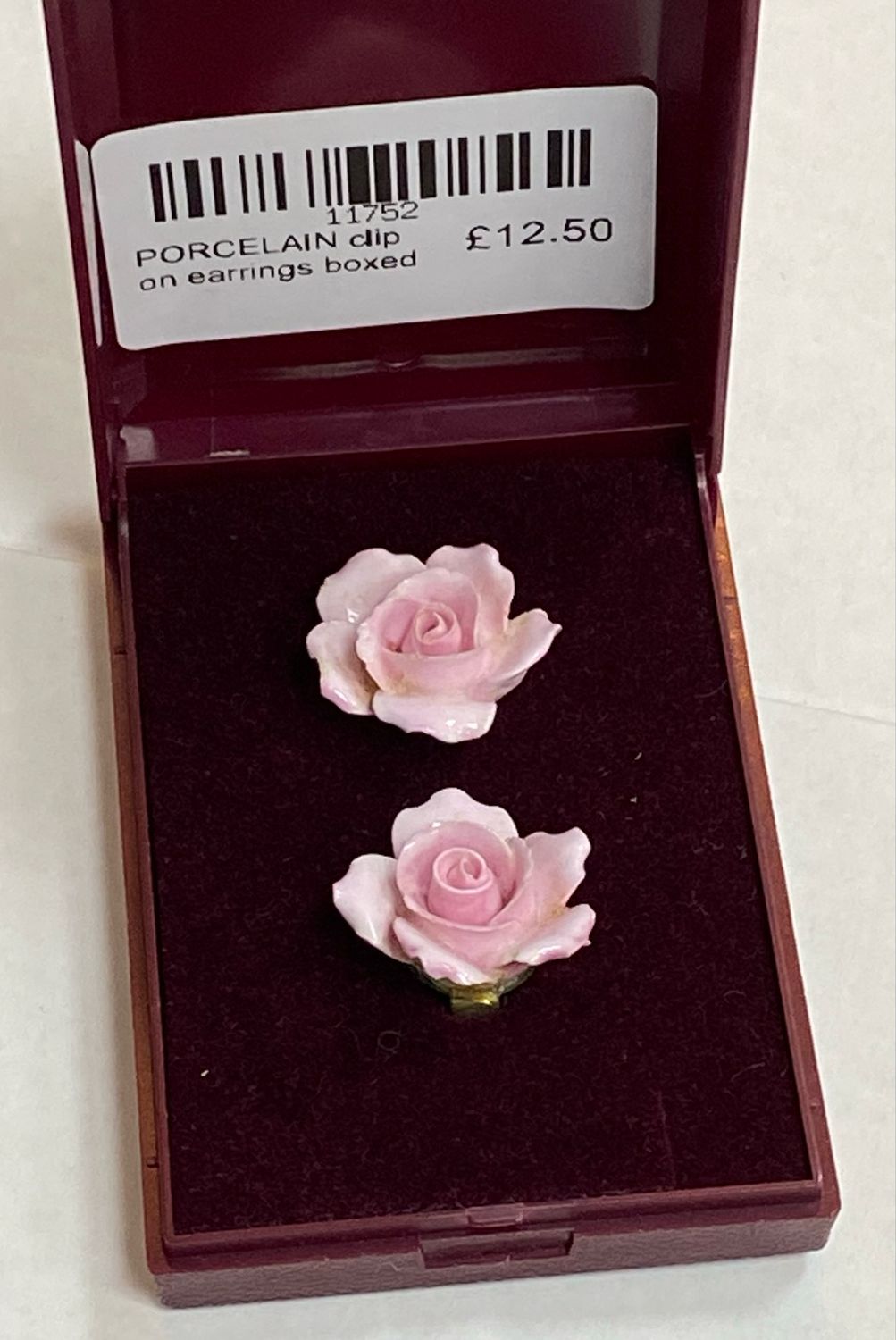 PORCELAIN clip on earrings boxed