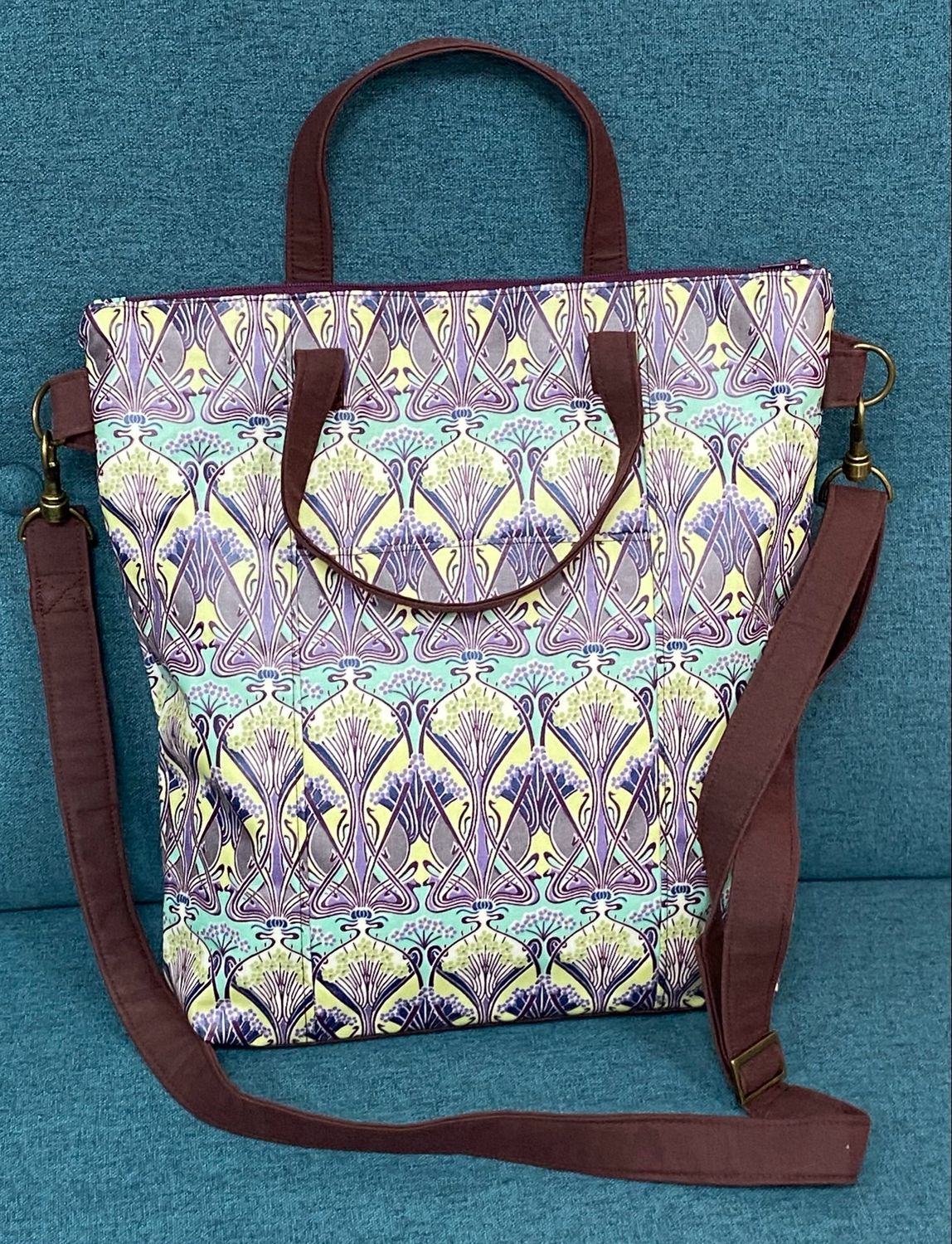 Artisan handcrafted bag Art Nouveau print