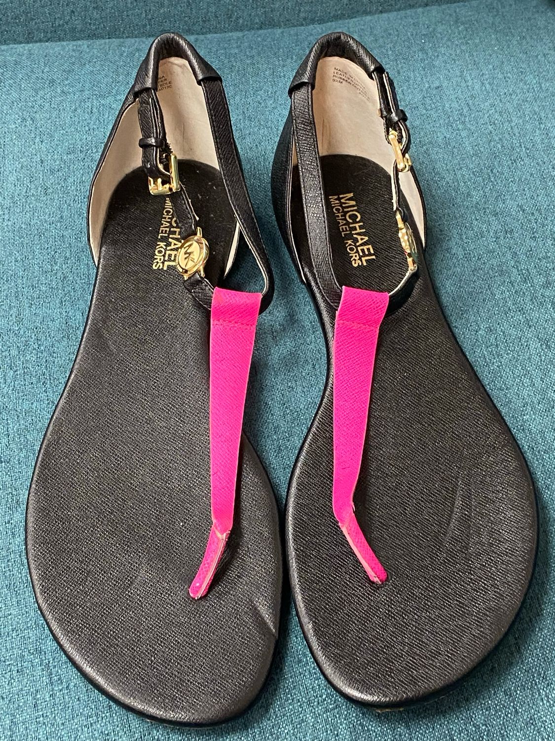 MICHAEL KORS neon pink sandals size 7.5 UK