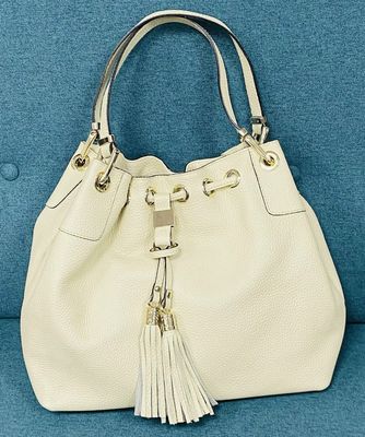 MICHAEL KORS ivory bag gold metaware