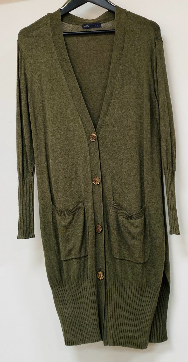 M&amp;S COLLECTION viscose-linen long cardigan size M